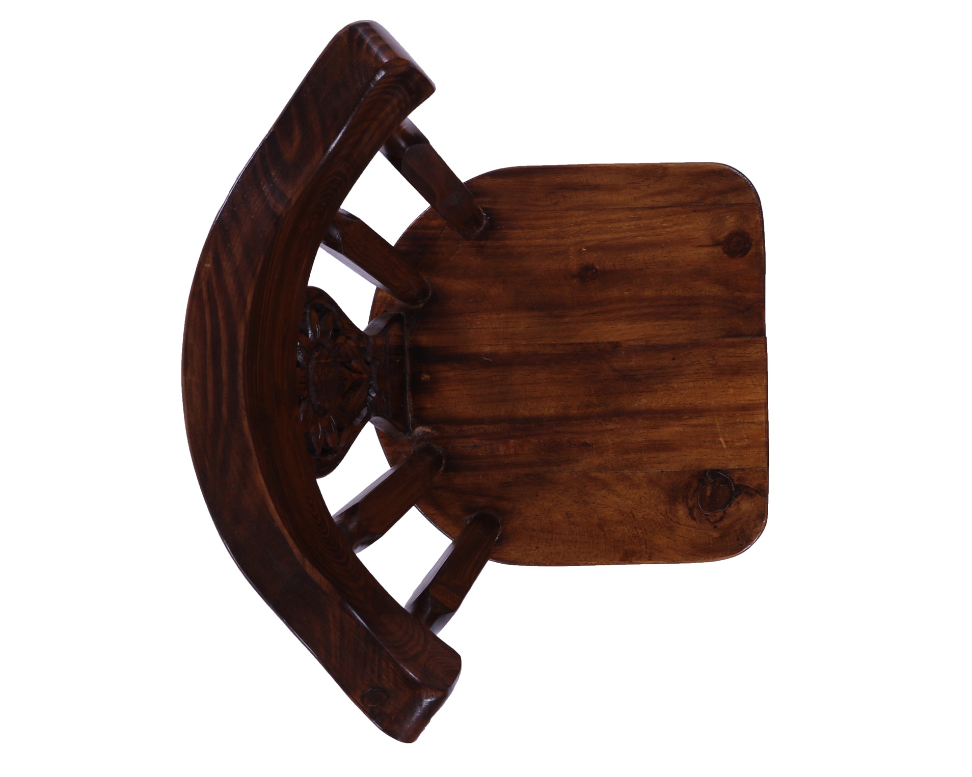 Reclaimed Wood Bar & Counter Stool - Handcarved Back Sunflower - Golden Nile