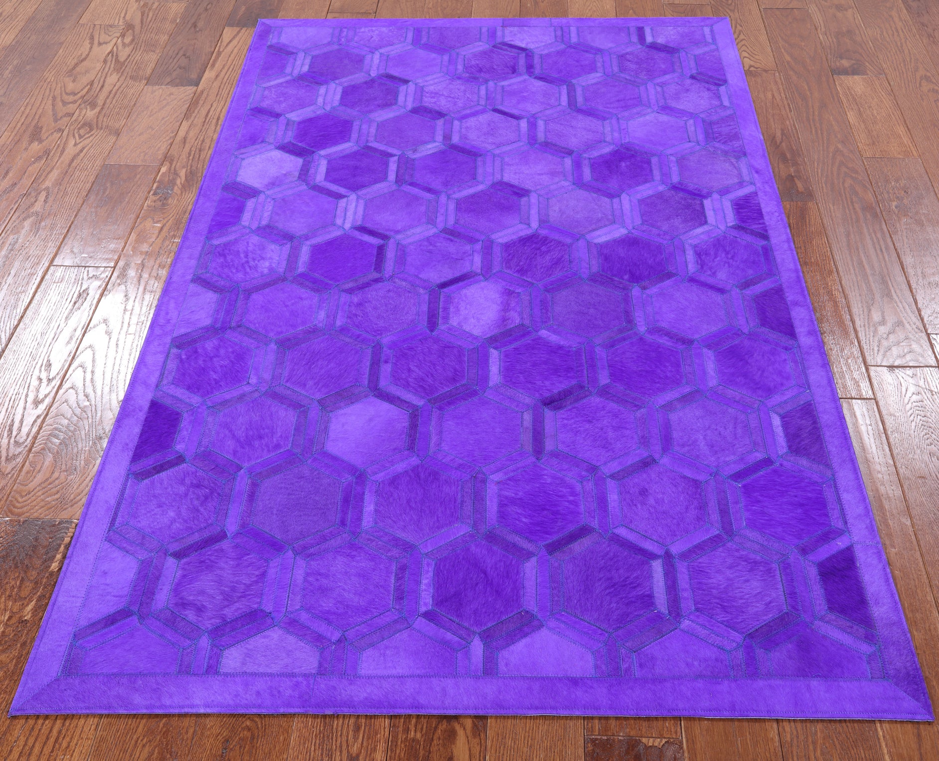 Purple Cowhide Hairhide Patchwork Rug - 4' 0" X 6' 0" - Golden Nile