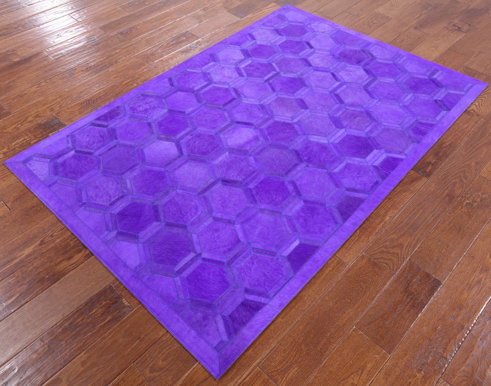 Purple Cowhide Hairhide Patchwork Rug - 4' 0" X 6' 0" - Golden Nile