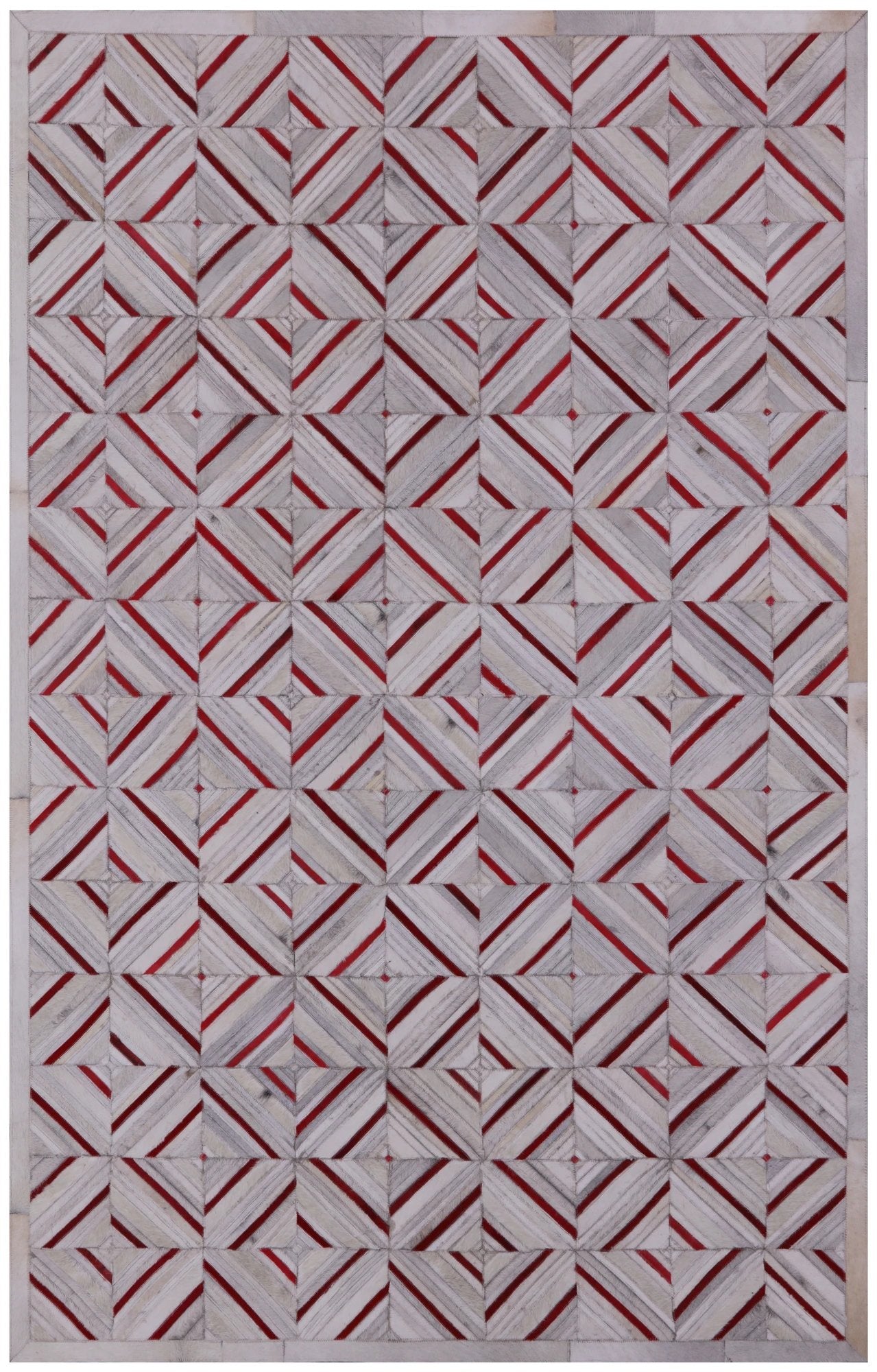 Ivory Cowhide Hand Stitched Patchwork Rug - 5' 0" X 8' 0" - Golden Nile