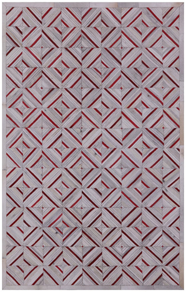 Ivory Cowhide Hand Stitched Patchwork Rug - 5' 0" X 8' 0" - Golden Nile