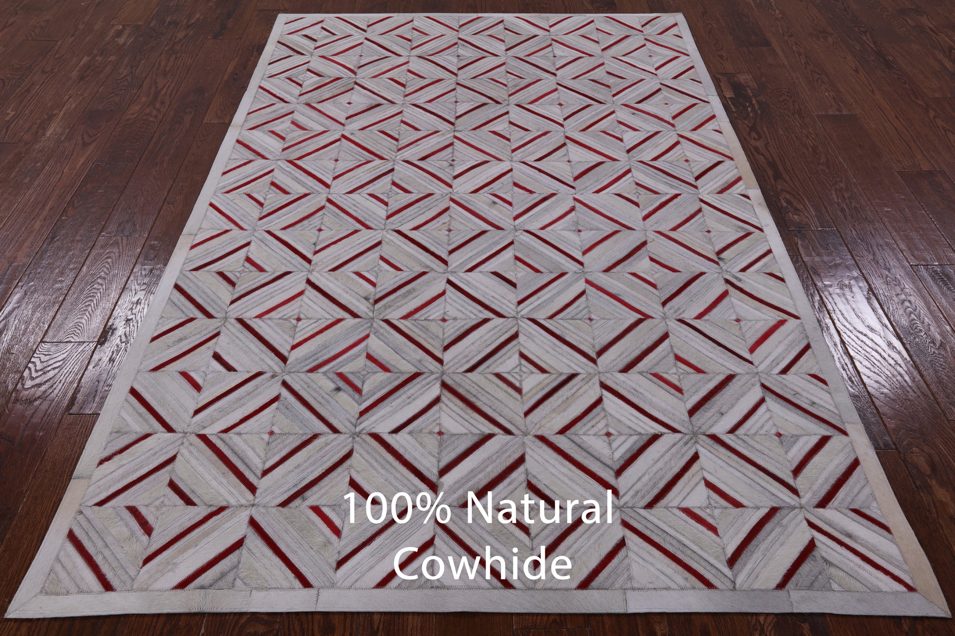 Ivory Cowhide Hand Stitched Patchwork Rug - 5' 0" X 8' 0" - Golden Nile