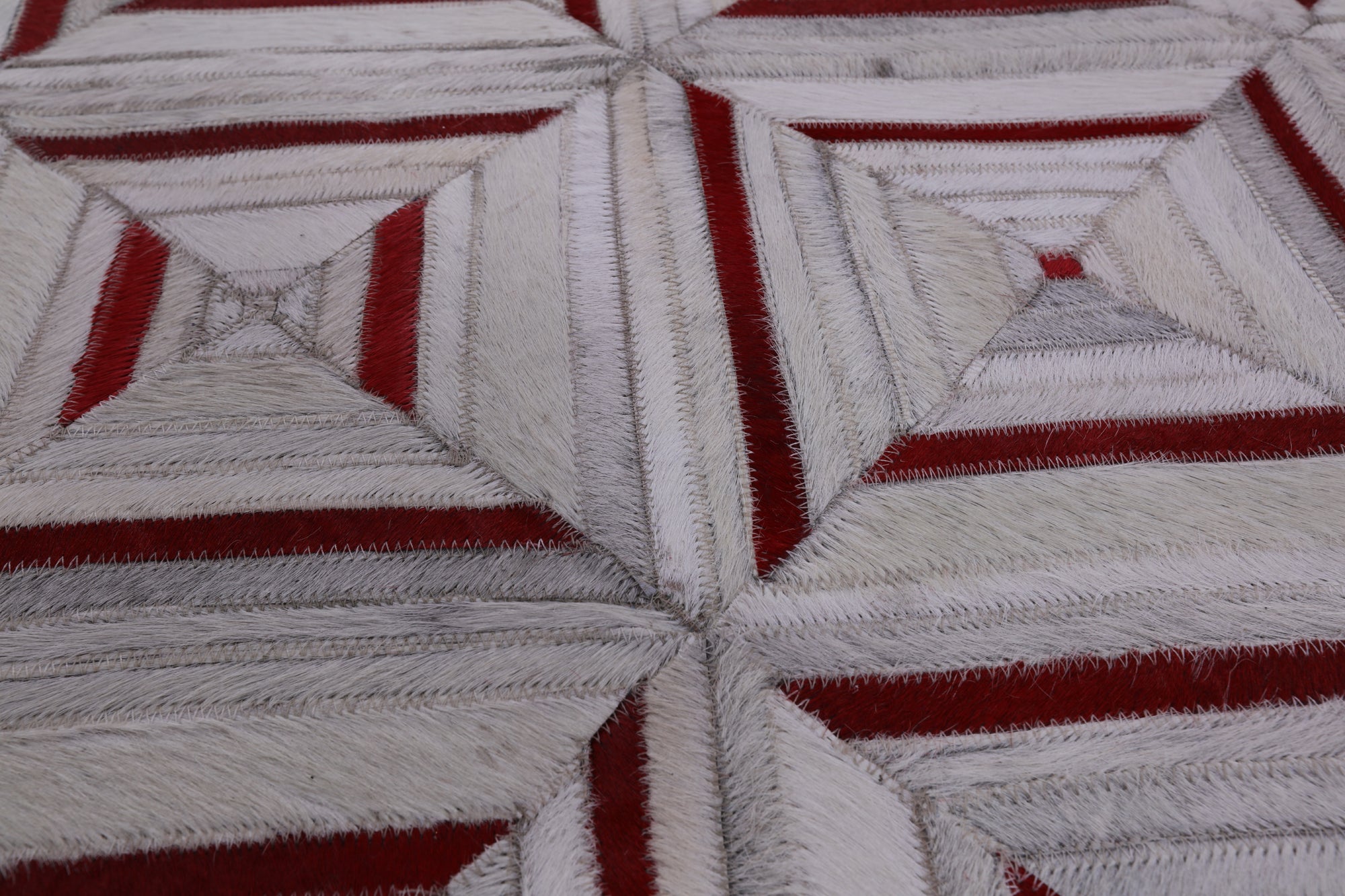 Ivory Cowhide Hand Stitched Patchwork Rug - 5' 0" X 8' 0" - Golden Nile