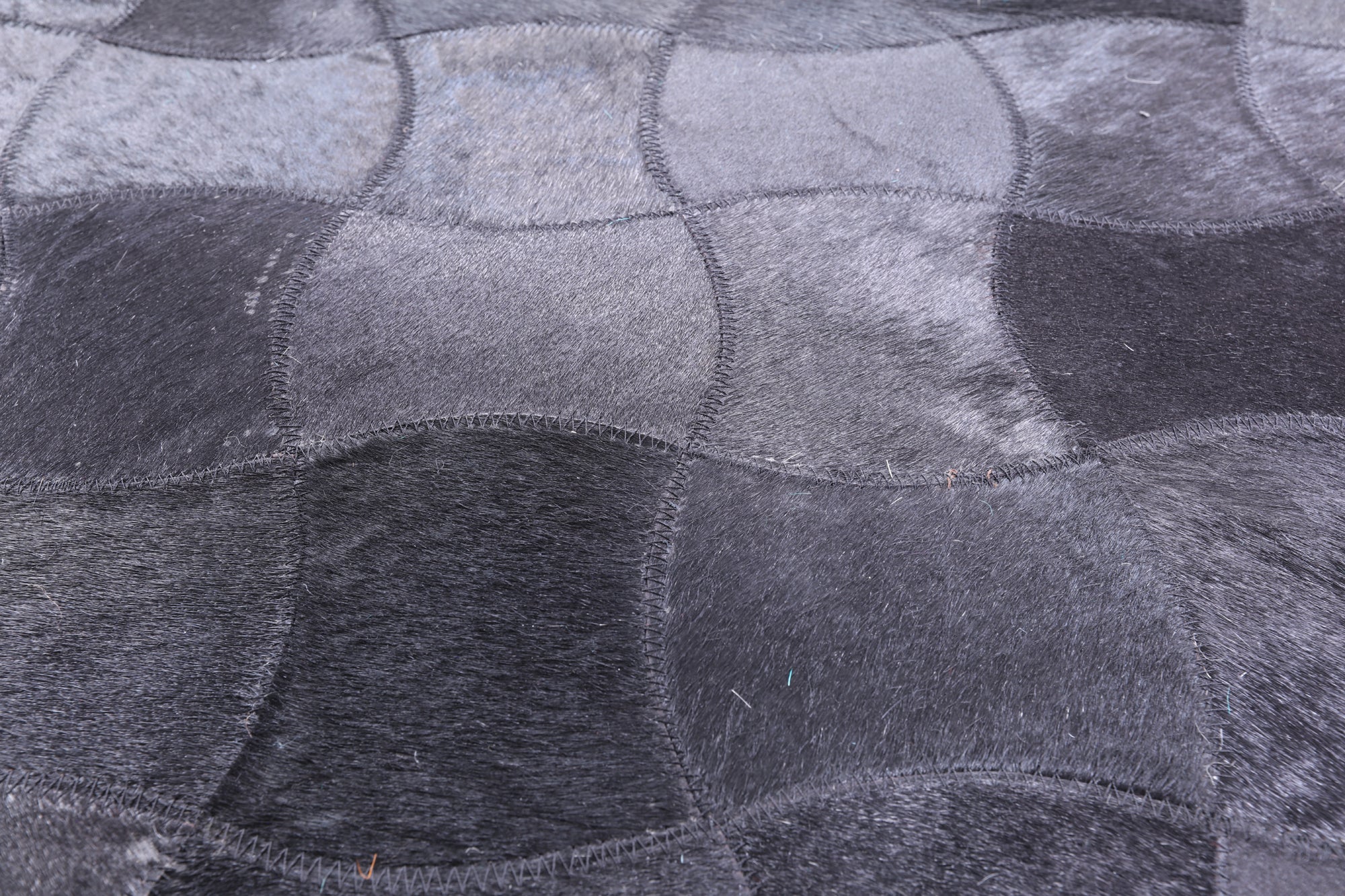Black Square Natural Cowhide Hand Stitched Patchwork Rug - 8' 0" X 8' 0" - Golden Nile