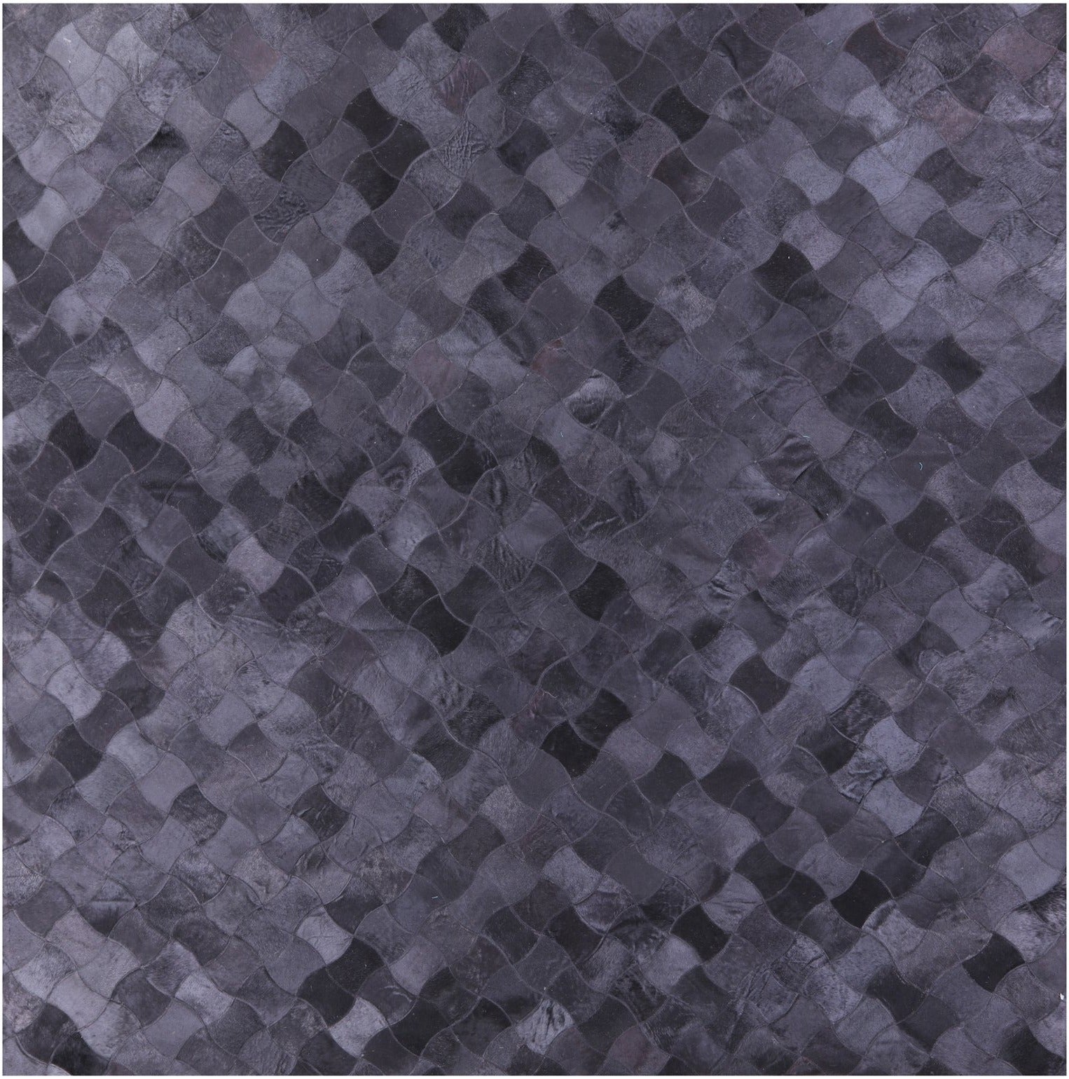 Black Square Natural Cowhide Hand Stitched Patchwork Rug - 8' 0" X 8' 0" - Golden Nile