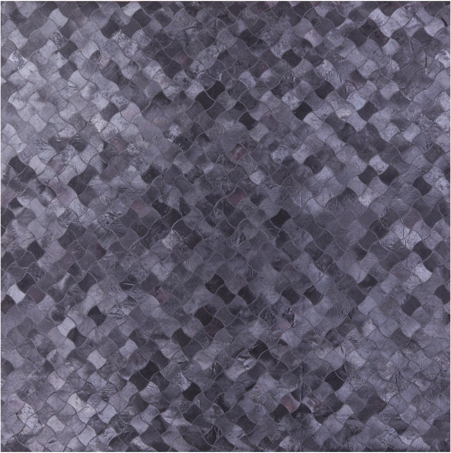 Black Square Natural Cowhide Hand Stitched Patchwork Rug - 10' 0" X 10' 0" - Golden Nile