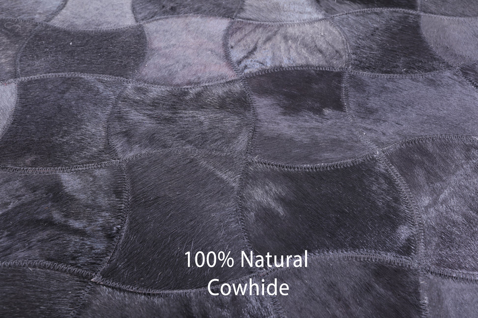 Black Square Natural Cowhide Hand Stitched Patchwork Rug - 10' 0" X 10' 0" - Golden Nile