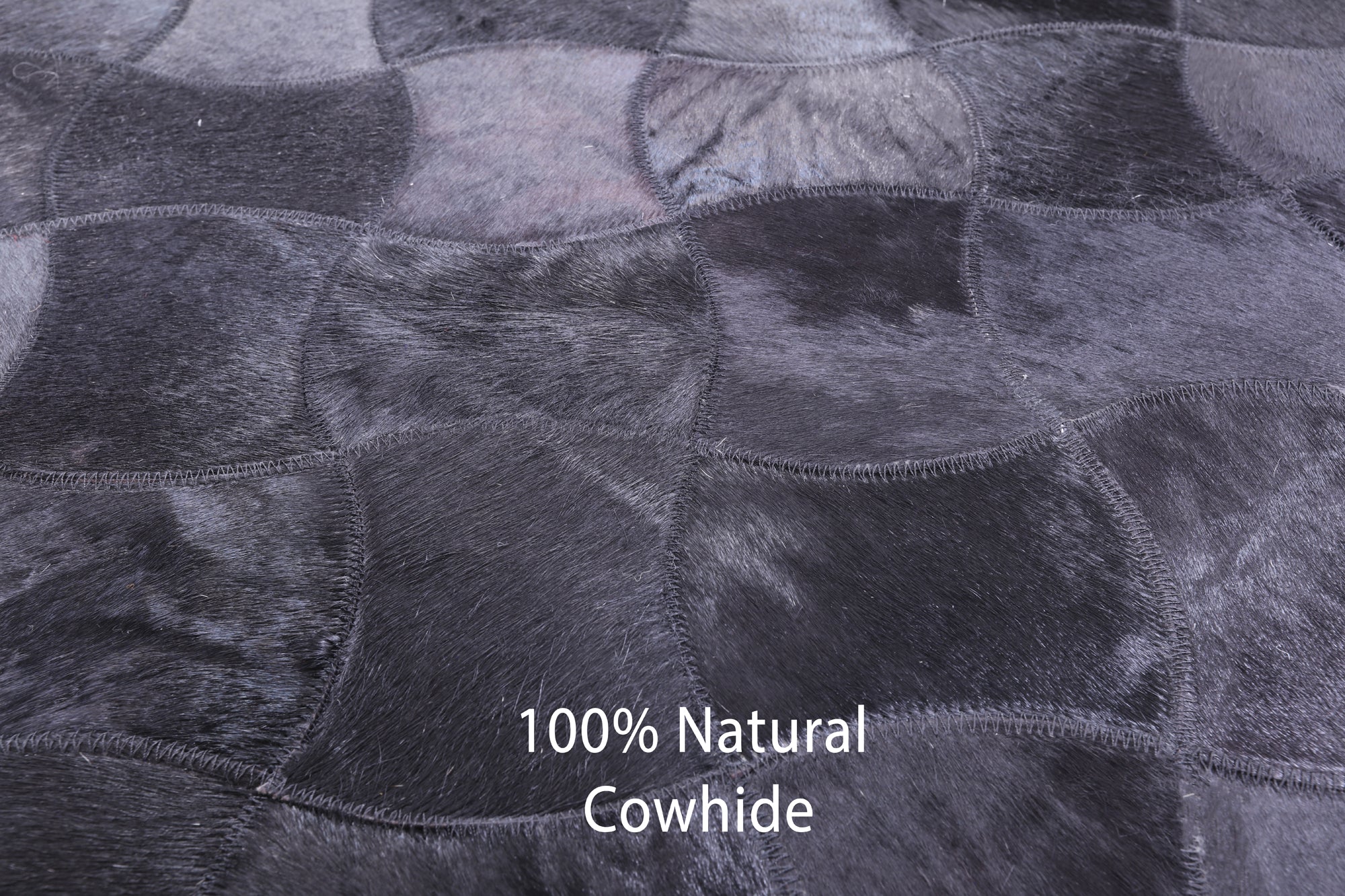 Black Square Natural Cowhide Hand Stitched Patchwork Rug - 10' 0" X 10' 0" - Golden Nile