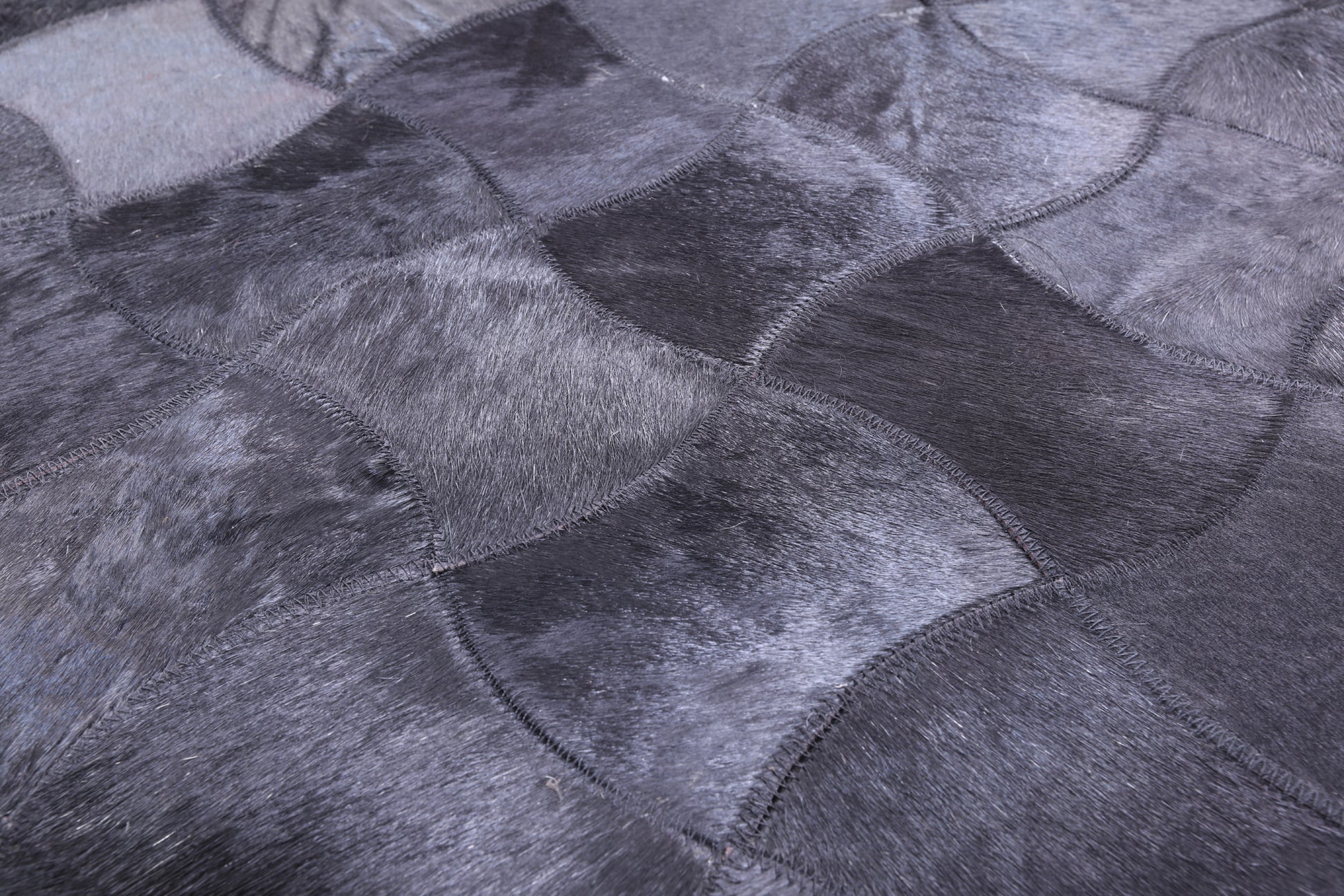 Black Square Natural Cowhide Hand Stitched Patchwork Rug - 10' 0" X 10' 0" - Golden Nile