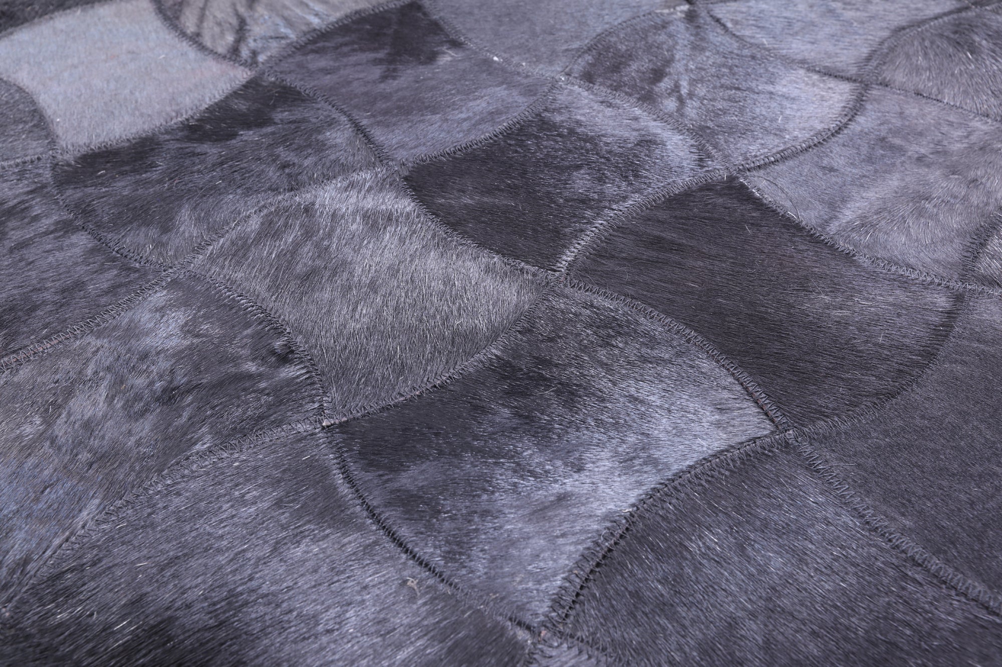 Black Square Natural Cowhide Hand Stitched Patchwork Rug - 10' 0" X 10' 0" - Golden Nile