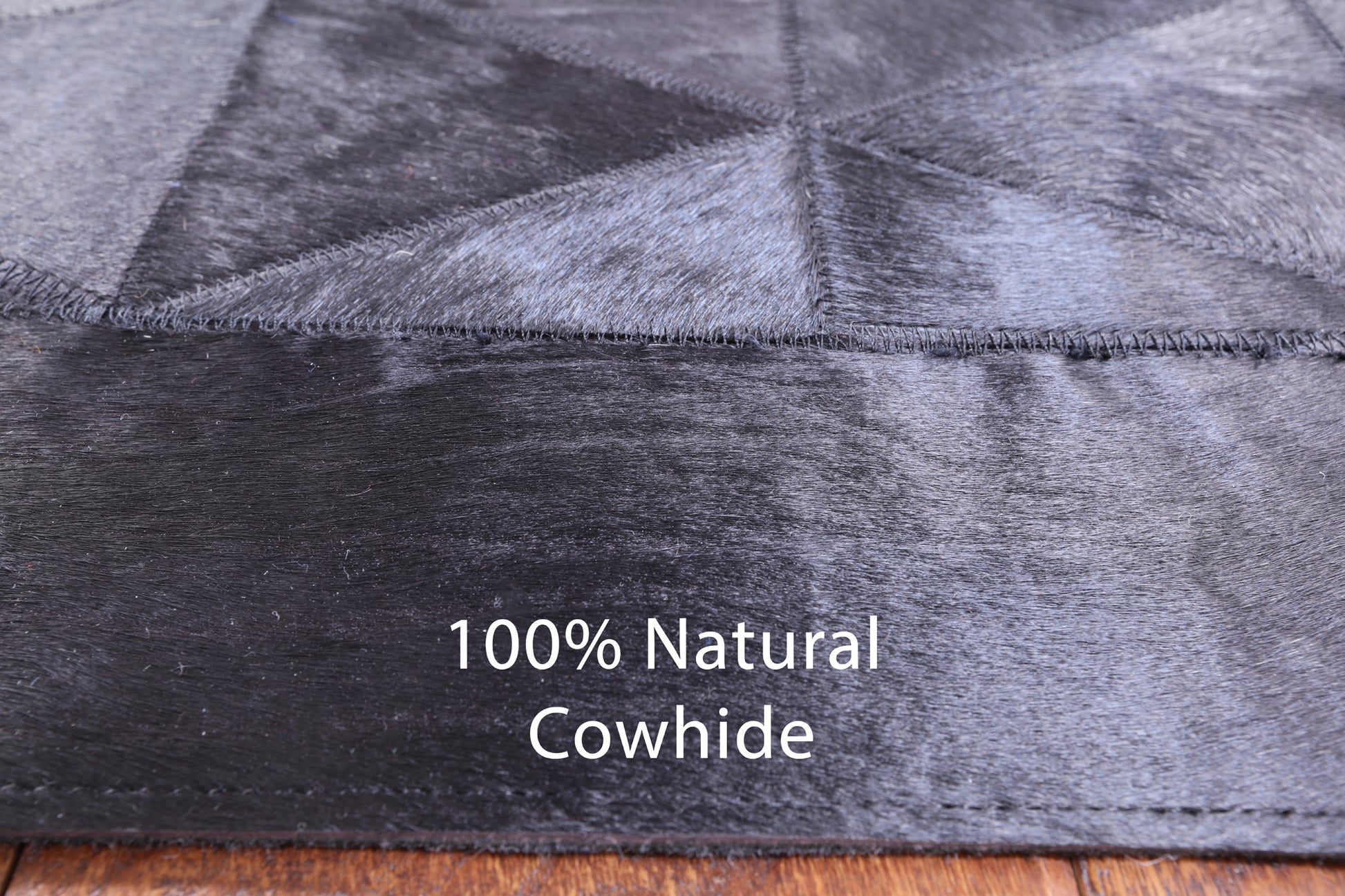 Black Square Natural Cowhide Hand Stitched Patchwork Rug - 10' 0" X 10' 0" - Golden Nile