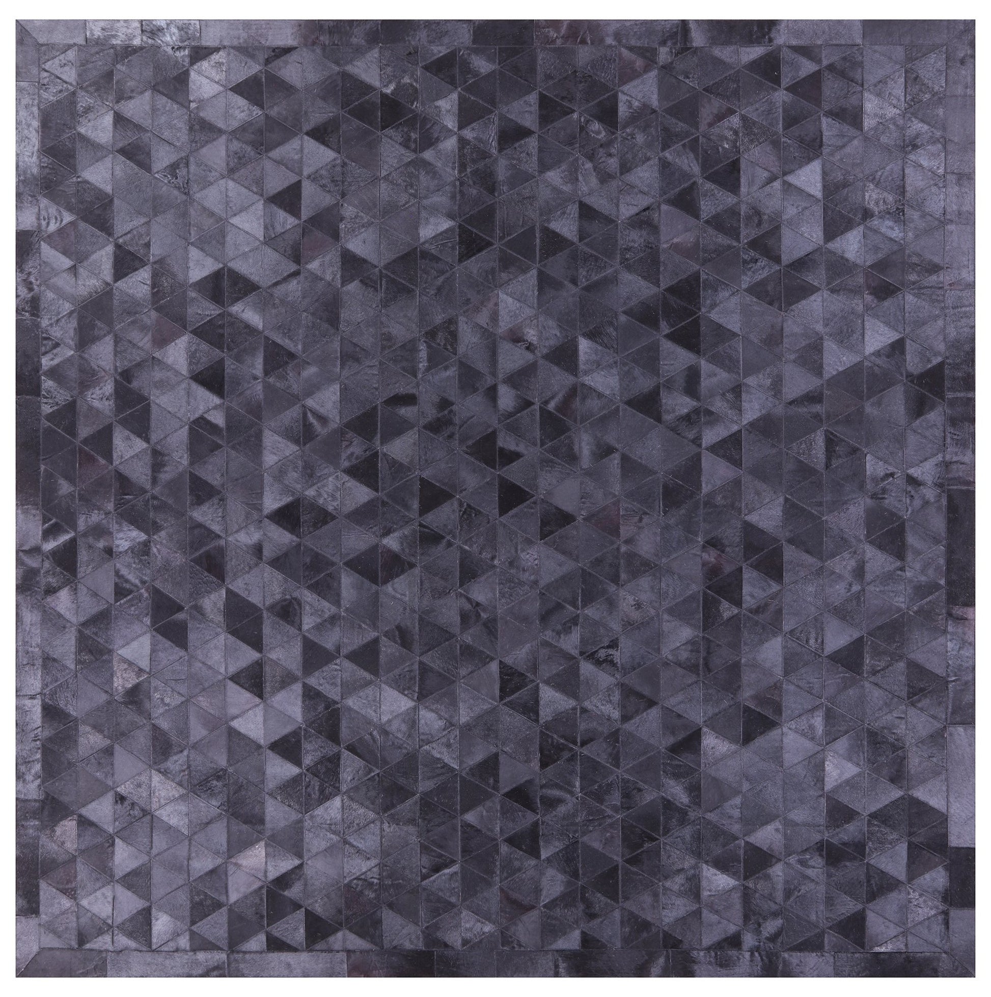 Black Square Natural Cowhide Hand Stitched Patchwork Rug - 10' 0" X 10' 0" - Golden Nile