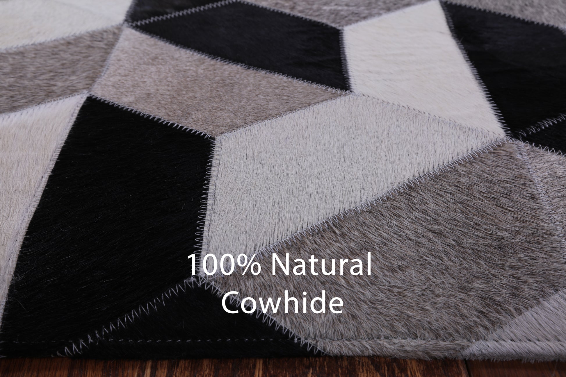 Square Natural Cowhide Hand Stitched Patchwork Rug - 7' 0" X 7' 0" - Golden Nile