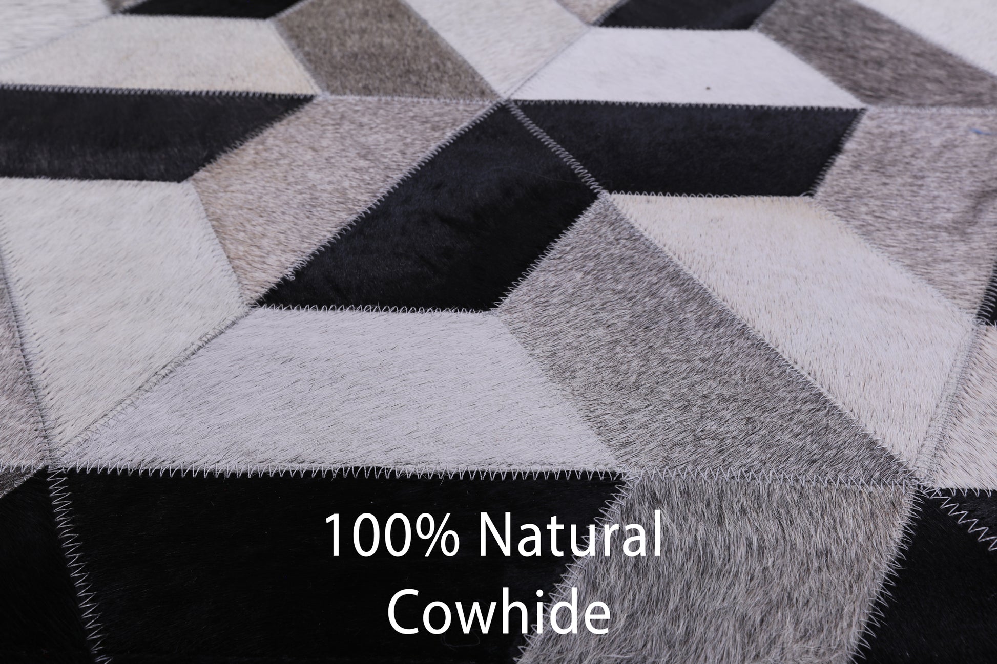 Natural Cowhide Hand Stitched Patchwork Rug - 4' 0" X 6' 0" - Golden Nile
