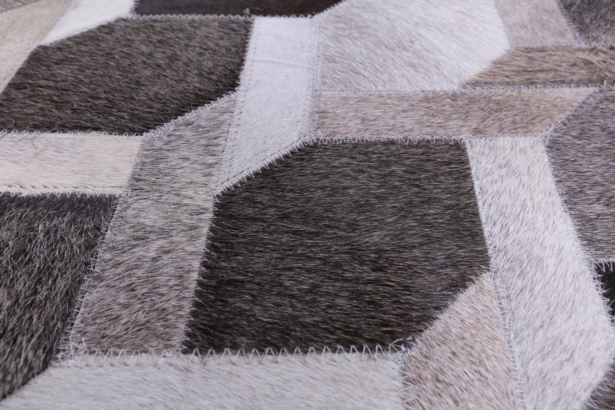 Square Natural Cowhide Hand Stitched Patchwork Rug - 7' 0" X 7' 0" - Golden Nile