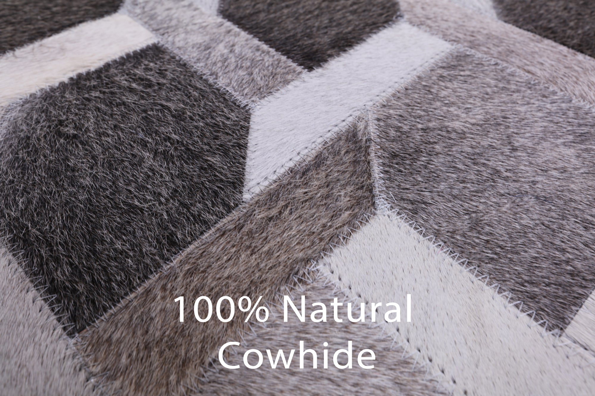 Square Natural Cowhide Hand Stitched Patchwork Rug - 7' 0" X 7' 0" - Golden Nile