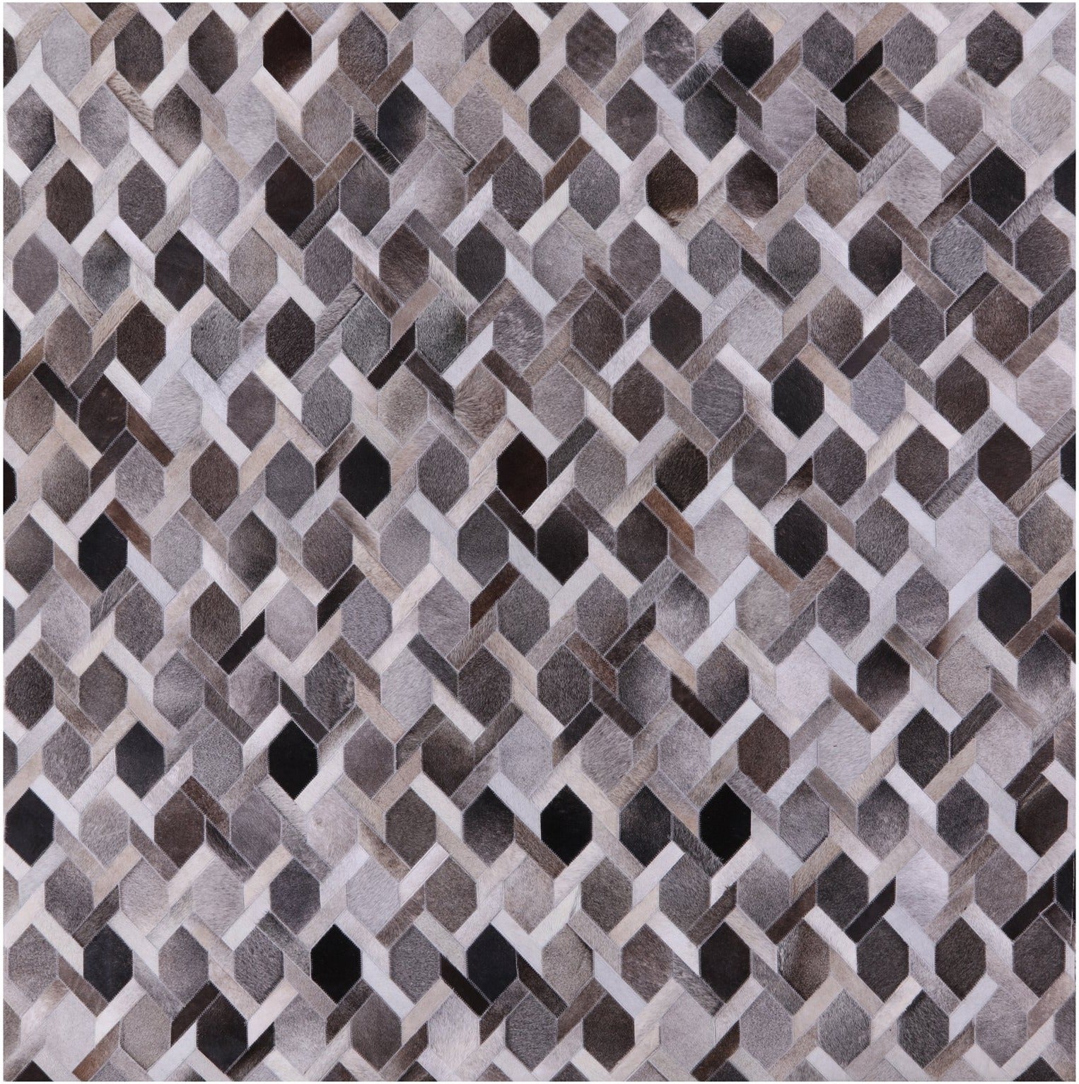 Square Natural Cowhide Hand Stitched Patchwork Rug - 7' 0" X 7' 0" - Golden Nile