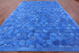 Blue Natural Cowhide Hand Stitched Patchwork Rug - 10' 0" X 14' 0" - Golden Nile