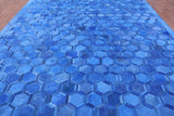 Blue Natural Cowhide Hand Stitched Patchwork Rug - 10' 0" X 14' 0" - Golden Nile