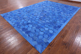 Blue Natural Cowhide Hand Stitched Patchwork Rug - 10' 0" X 14' 0" - Golden Nile