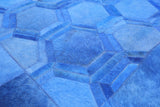 Blue Natural Cowhide Hand Stitched Patchwork Rug - 10' 0" X 14' 0" - Golden Nile
