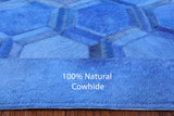 Blue Natural Cowhide Hand Stitched Patchwork Rug - 10' 0" X 14' 0" - Golden Nile