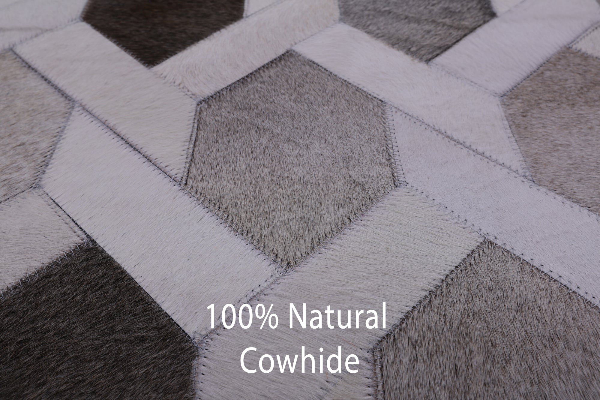 Natural Cowhide Hand Stitched Patchwork Rug - 10' 0" X 14' 0" - Golden Nile