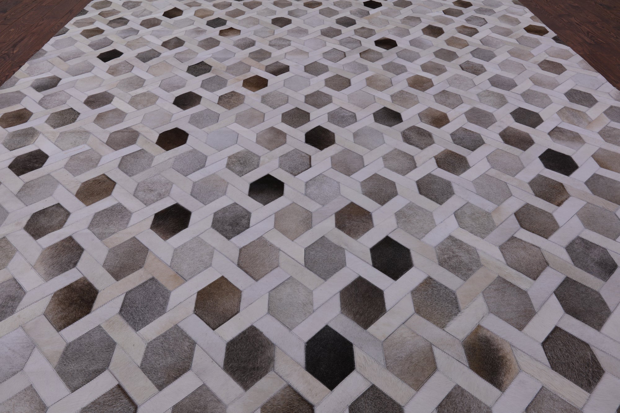 Natural Cowhide Hand Stitched Patchwork Rug - 10' 0" X 14' 0" - Golden Nile