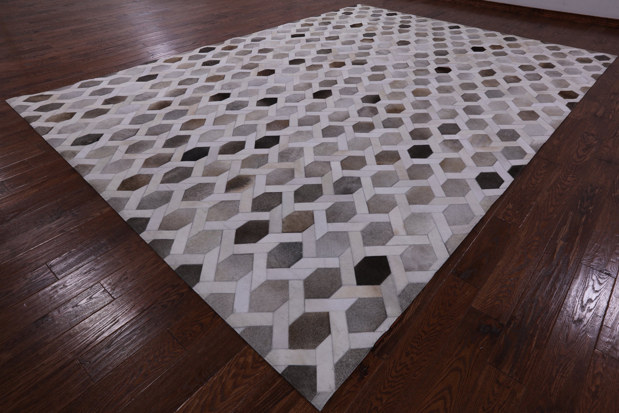 Natural Cowhide Hand Stitched Patchwork Rug - 10' 0" X 14' 0" - Golden Nile