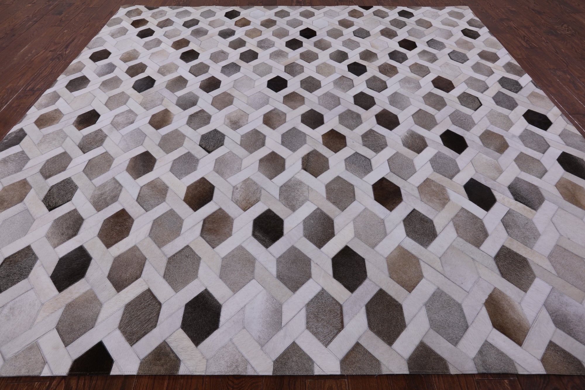 Square Natural Cowhide Hand Stitched Patchwork Rug - 10' 0" X 10' 0" - Golden Nile