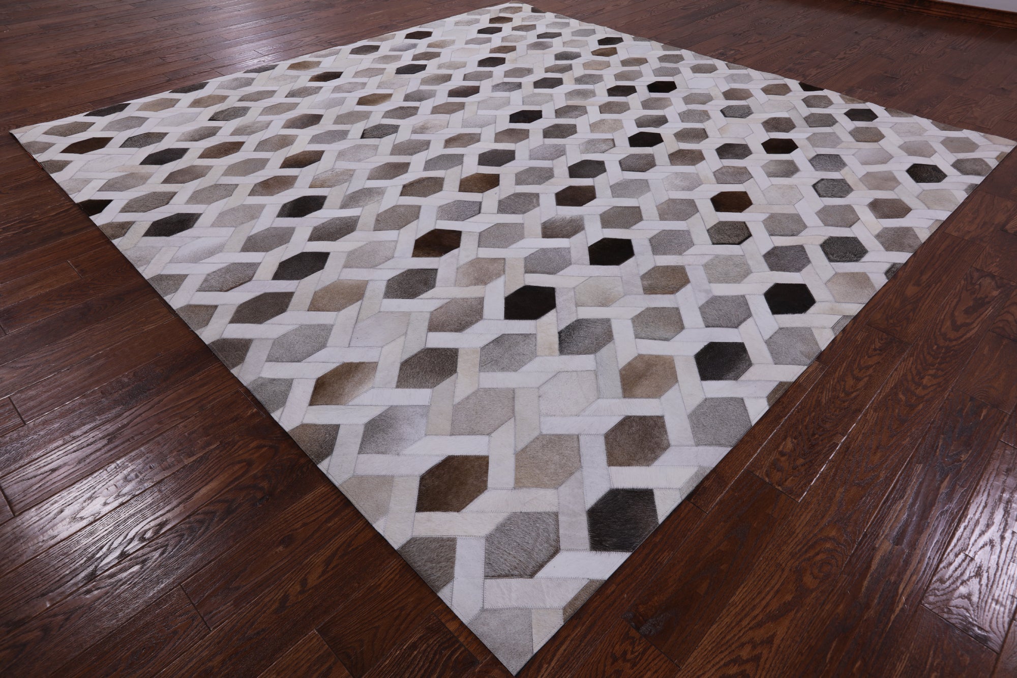 Square Natural Cowhide Hand Stitched Patchwork Rug - 10' 0" X 10' 0" - Golden Nile
