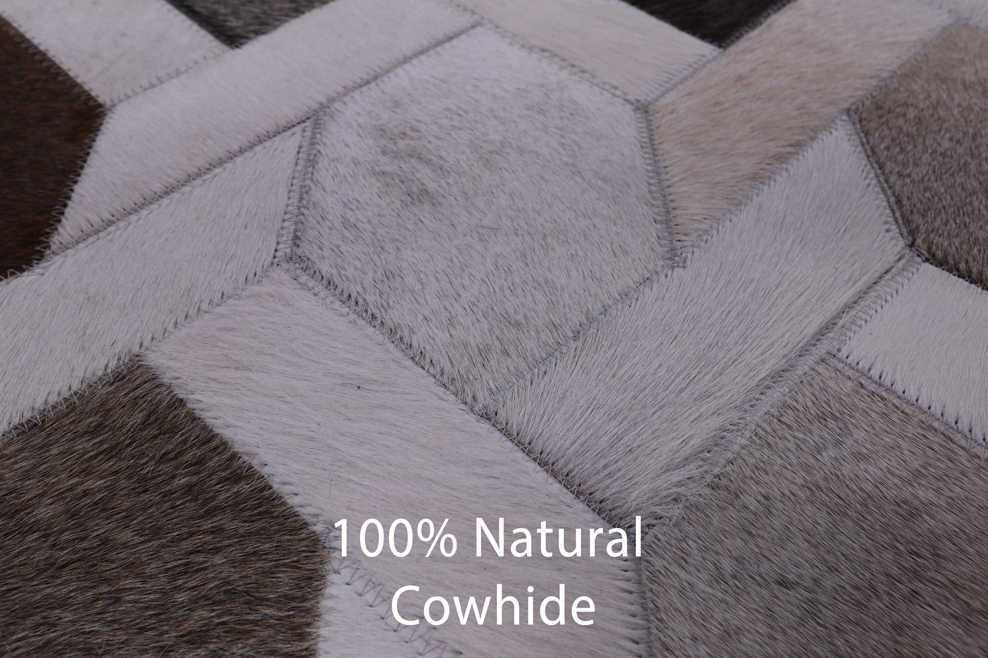 Square Natural Cowhide Hand Stitched Patchwork Rug - 10' 0" X 10' 0" - Golden Nile
