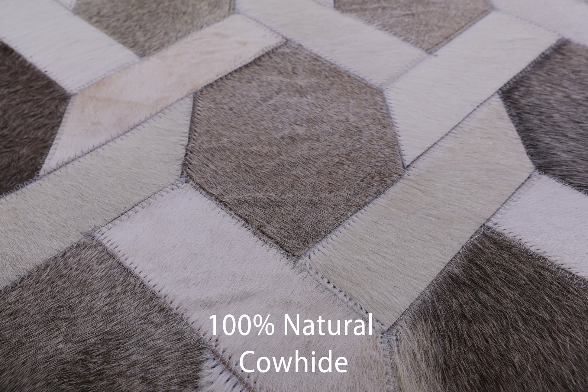 Square Natural Cowhide Hand Stitched Patchwork Rug - 9' 0" X 9' 0" - Golden Nile
