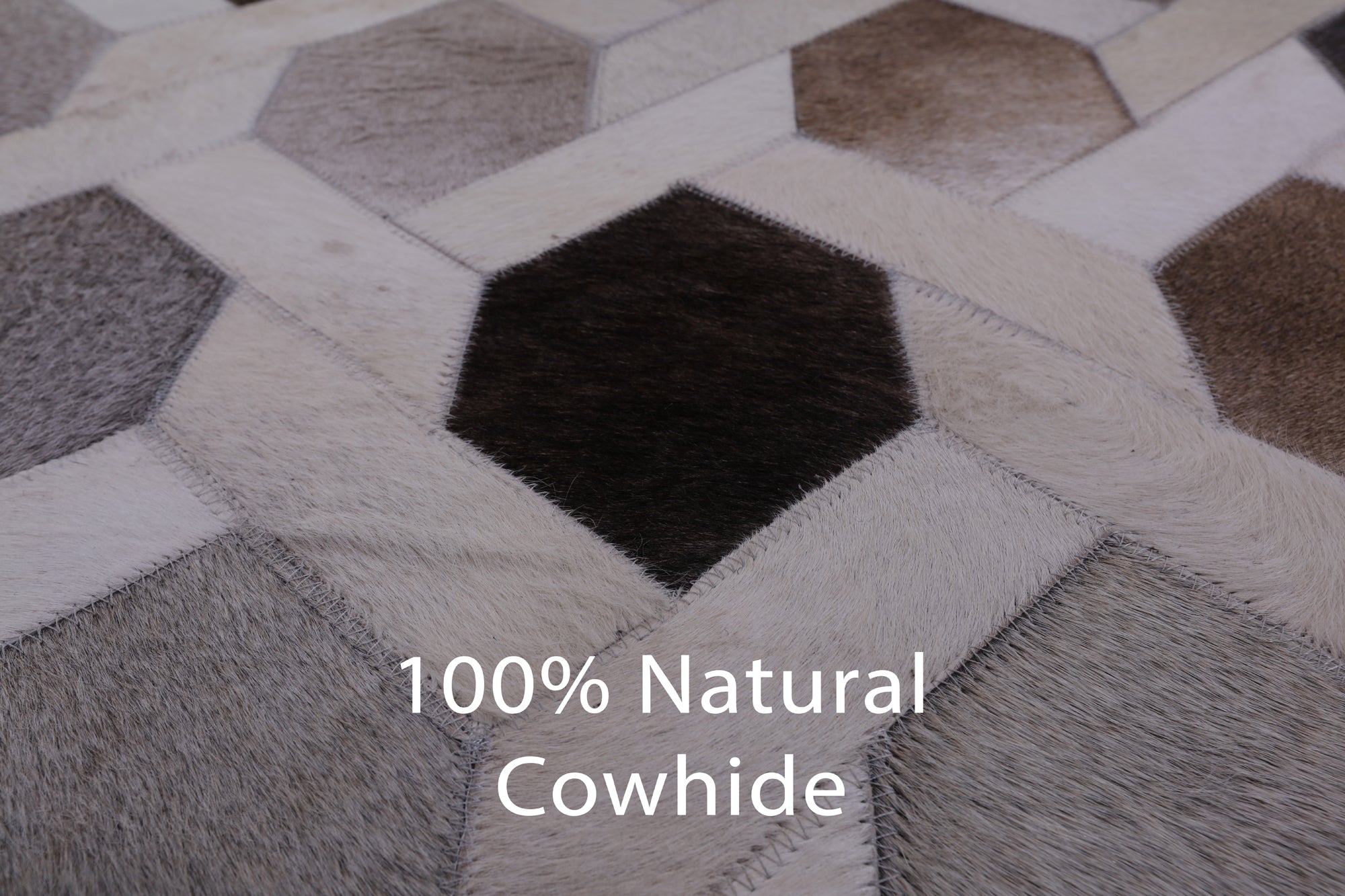 Square Natural Cowhide Hand Stitched Patchwork Rug - 8' 0" X 8' 0" - Golden Nile
