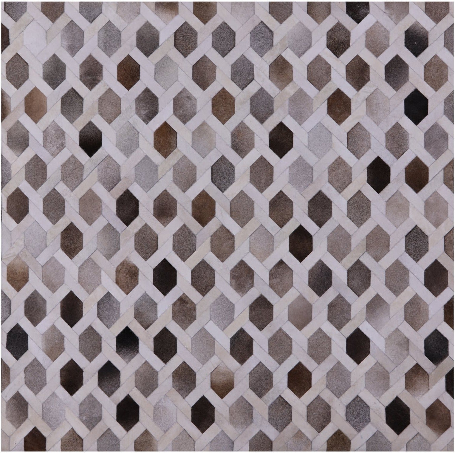 Square Natural Cowhide Hand Stitched Patchwork Rug - 8' 0" X 8' 0" - Golden Nile