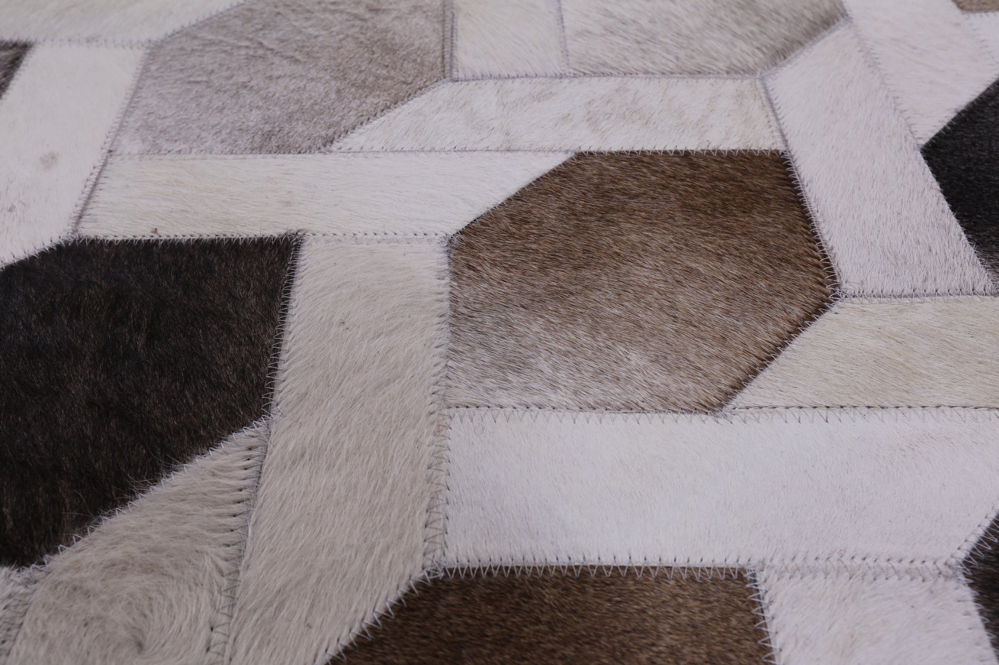 Square Natural Cowhide Hand Stitched Patchwork Rug - 8' 0" X 8' 0" - Golden Nile