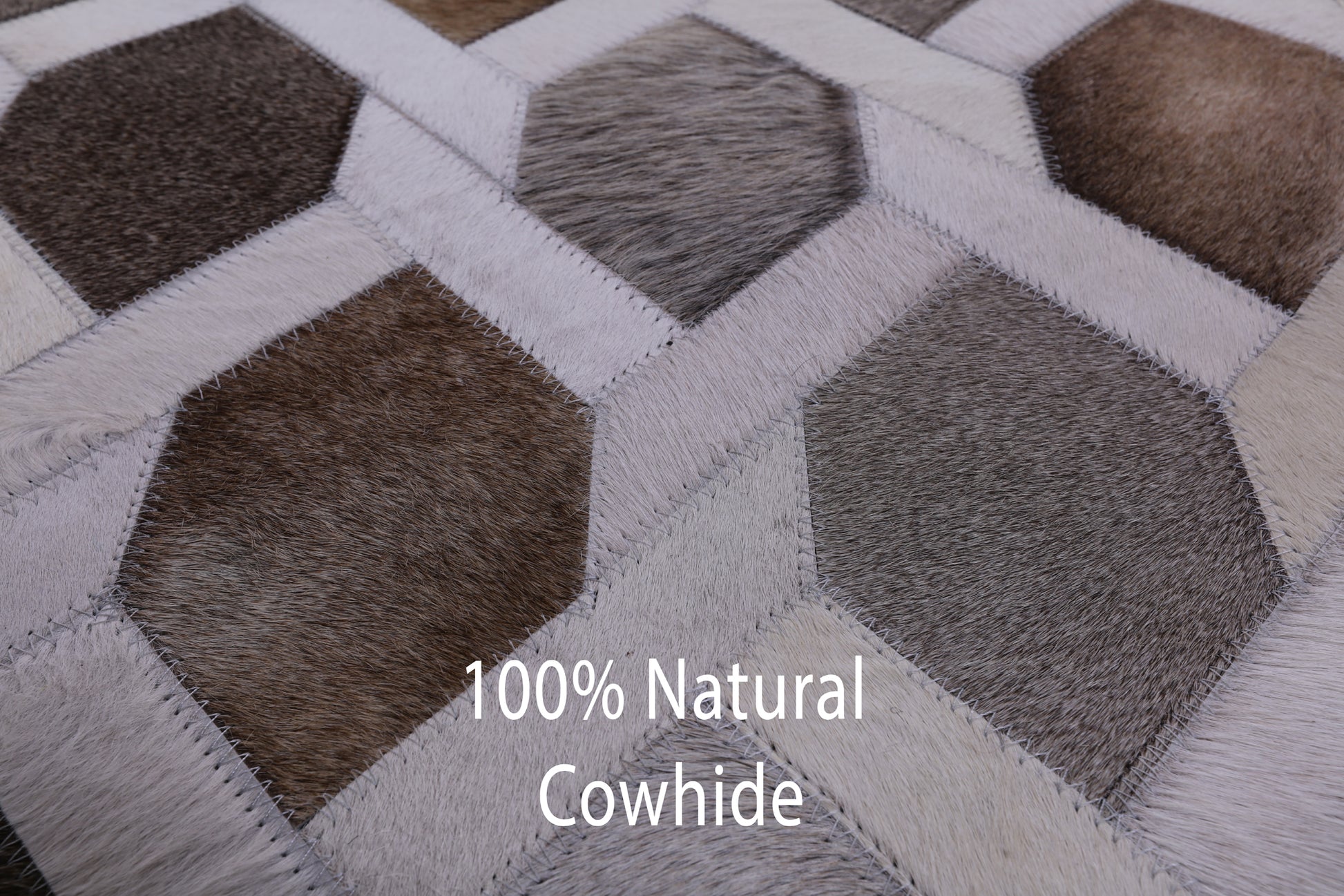 Square Natural Cowhide Hand Stitched Patchwork Rug - 7' 0" X 7' 0" - Golden Nile