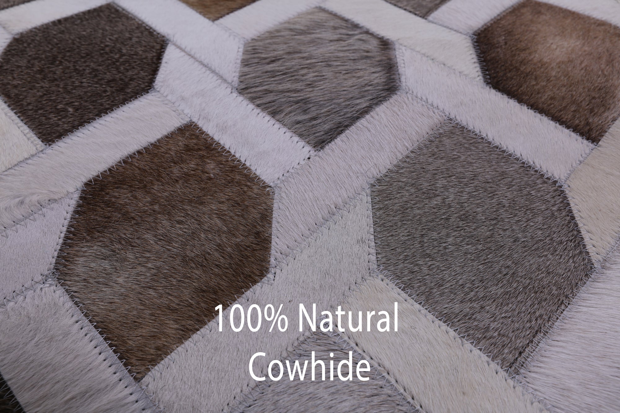 Square Natural Cowhide Hand Stitched Patchwork Rug - 7' 0" X 7' 0" - Golden Nile
