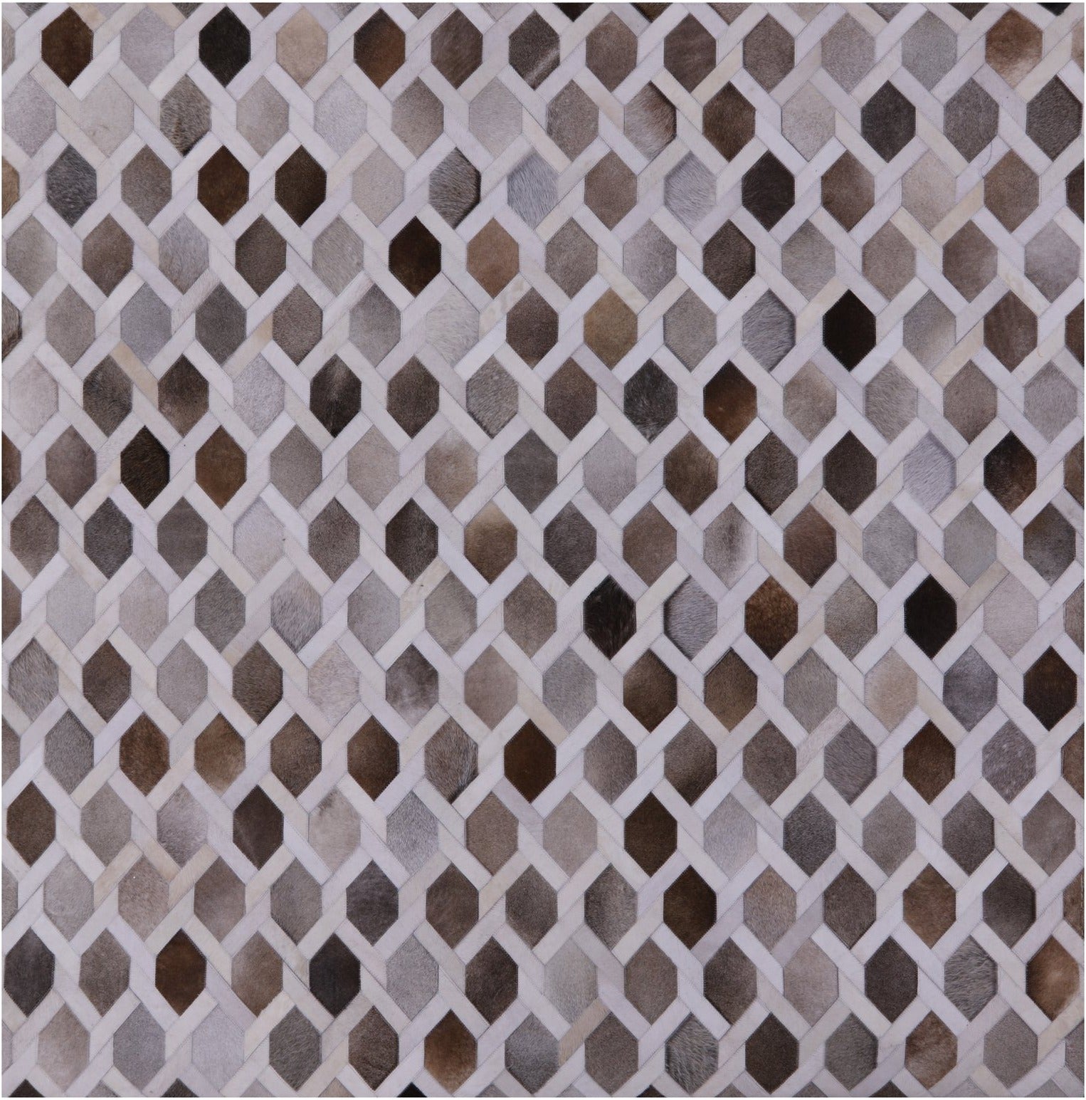 Square Natural Cowhide Hand Stitched Patchwork Rug - 7' 0" X 7' 0" - Golden Nile