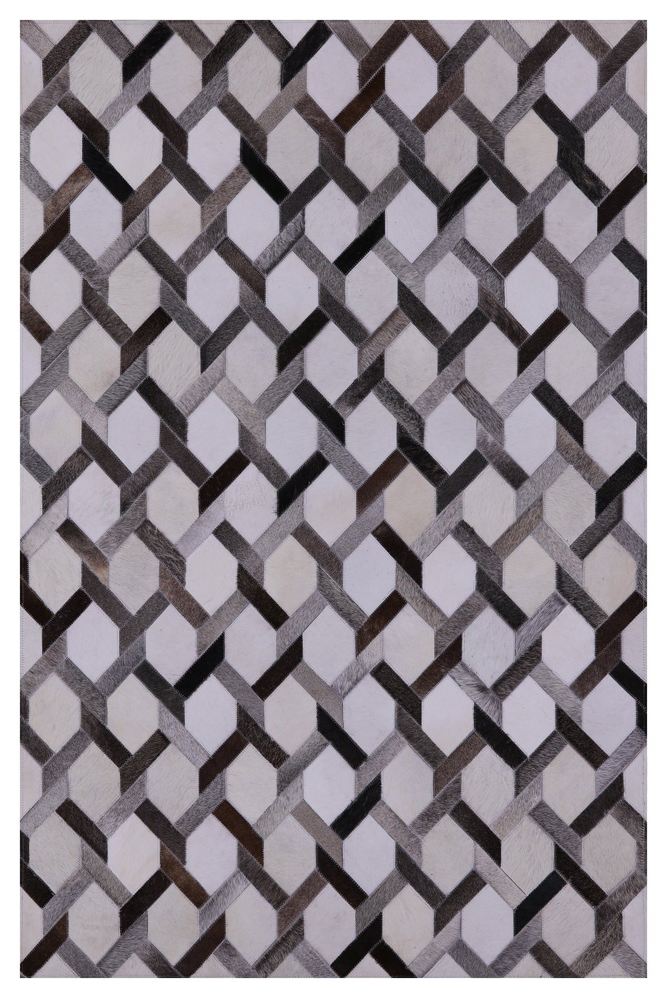 Natural Cowhide Hand Stitched Patchwork Rug - 4' 0" X 6' 0" - Golden Nile