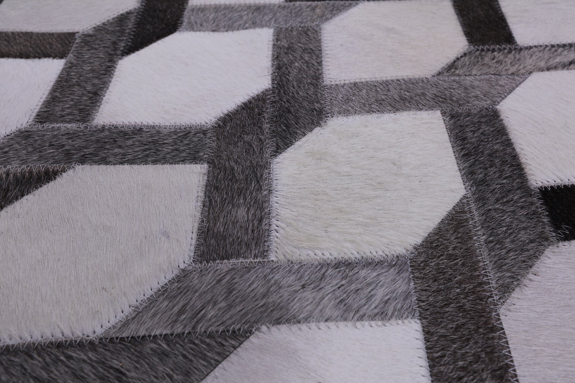 Natural Cowhide Hand Stitched Patchwork Rug - 6' 0" X 9' 0" - Golden Nile