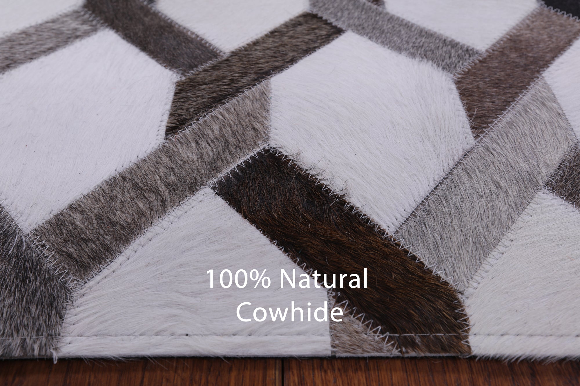Natural Cowhide Hand Stitched Patchwork Rug - 6' 0" X 9' 0" - Golden Nile