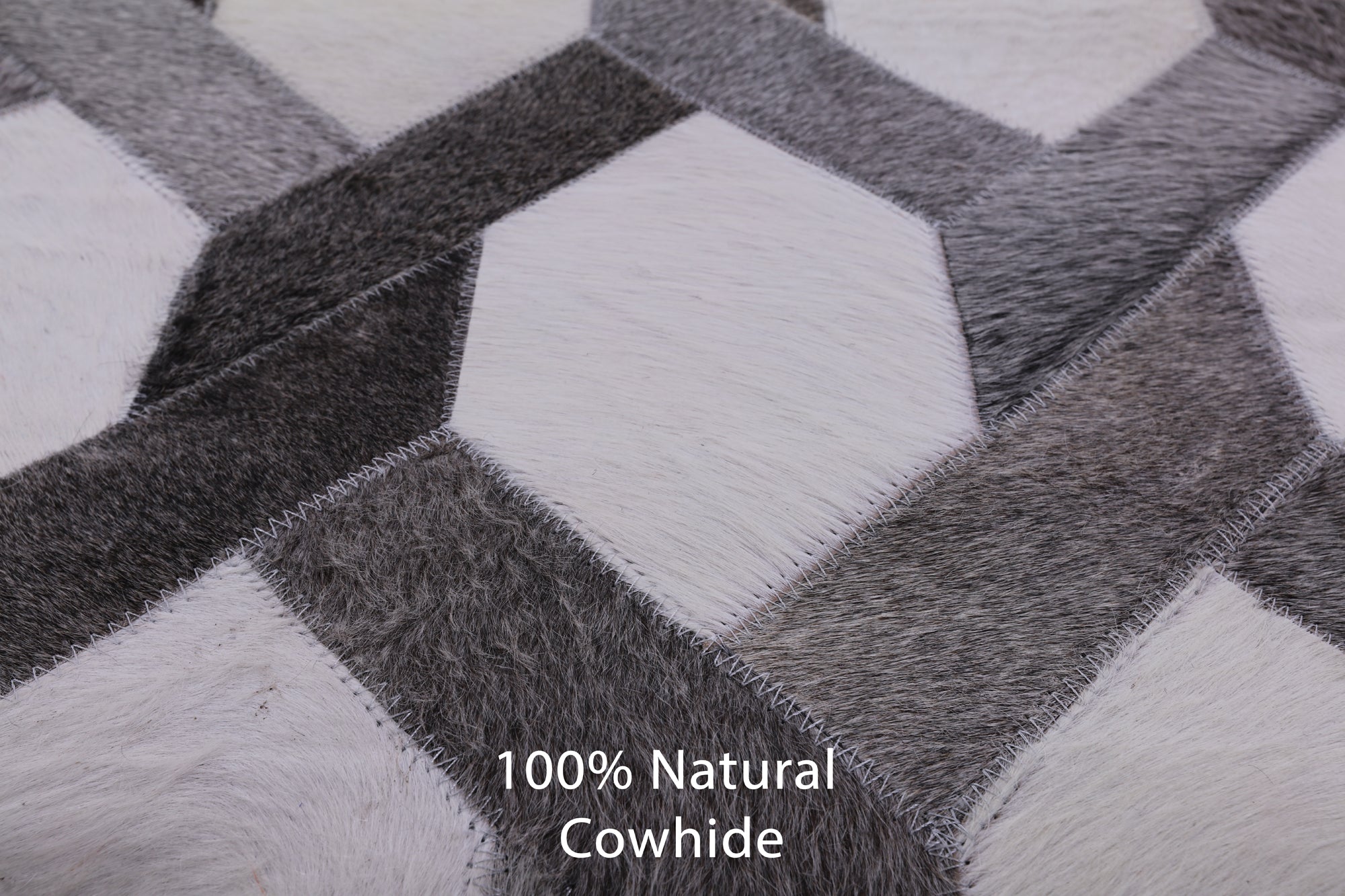 Natural Cowhide Hand Stitched Patchwork Rug - 10' 0" X 14' 0" - Golden Nile