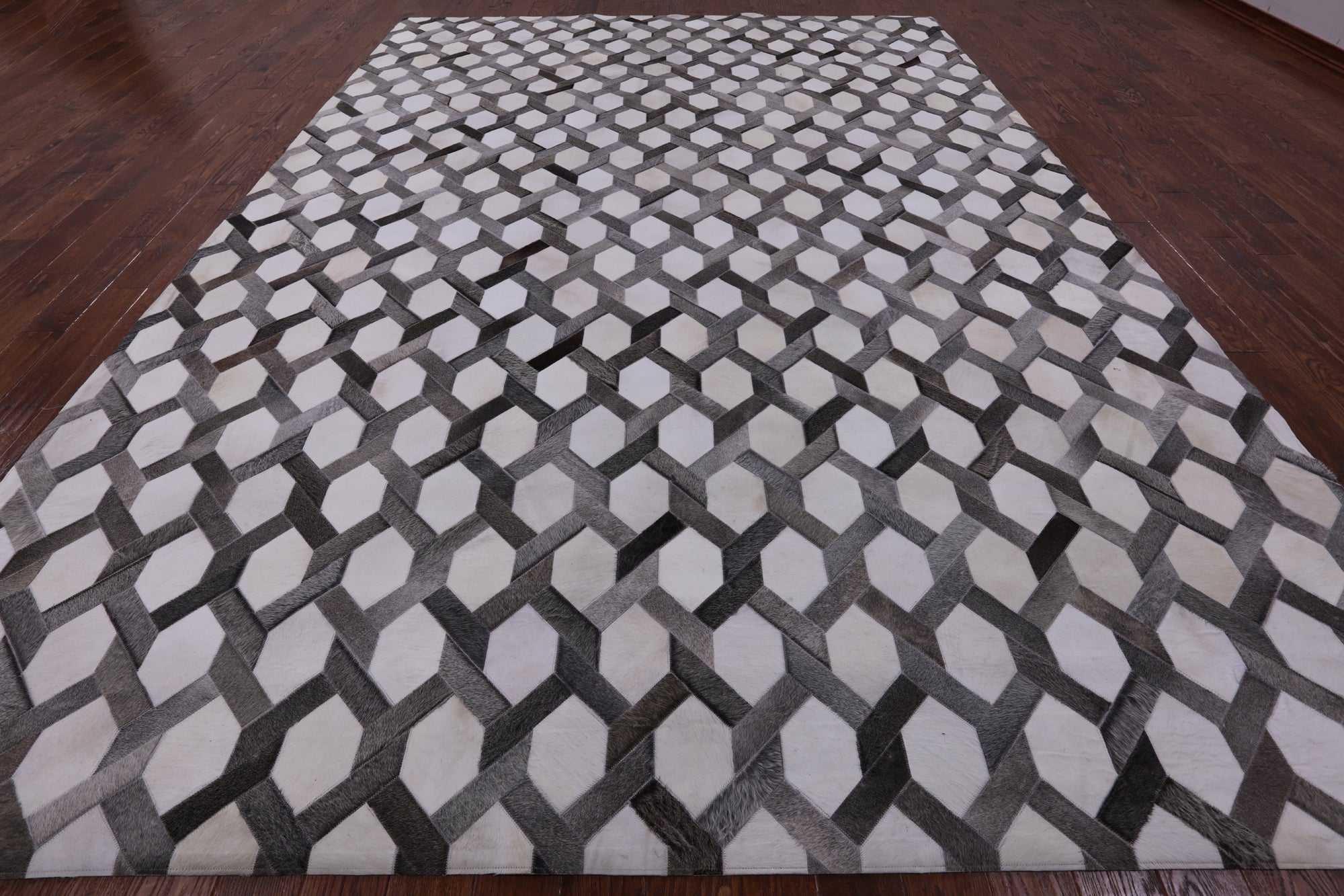 Natural Cowhide Hand Stitched Patchwork Rug - 10' 0" X 14' 0" - Golden Nile