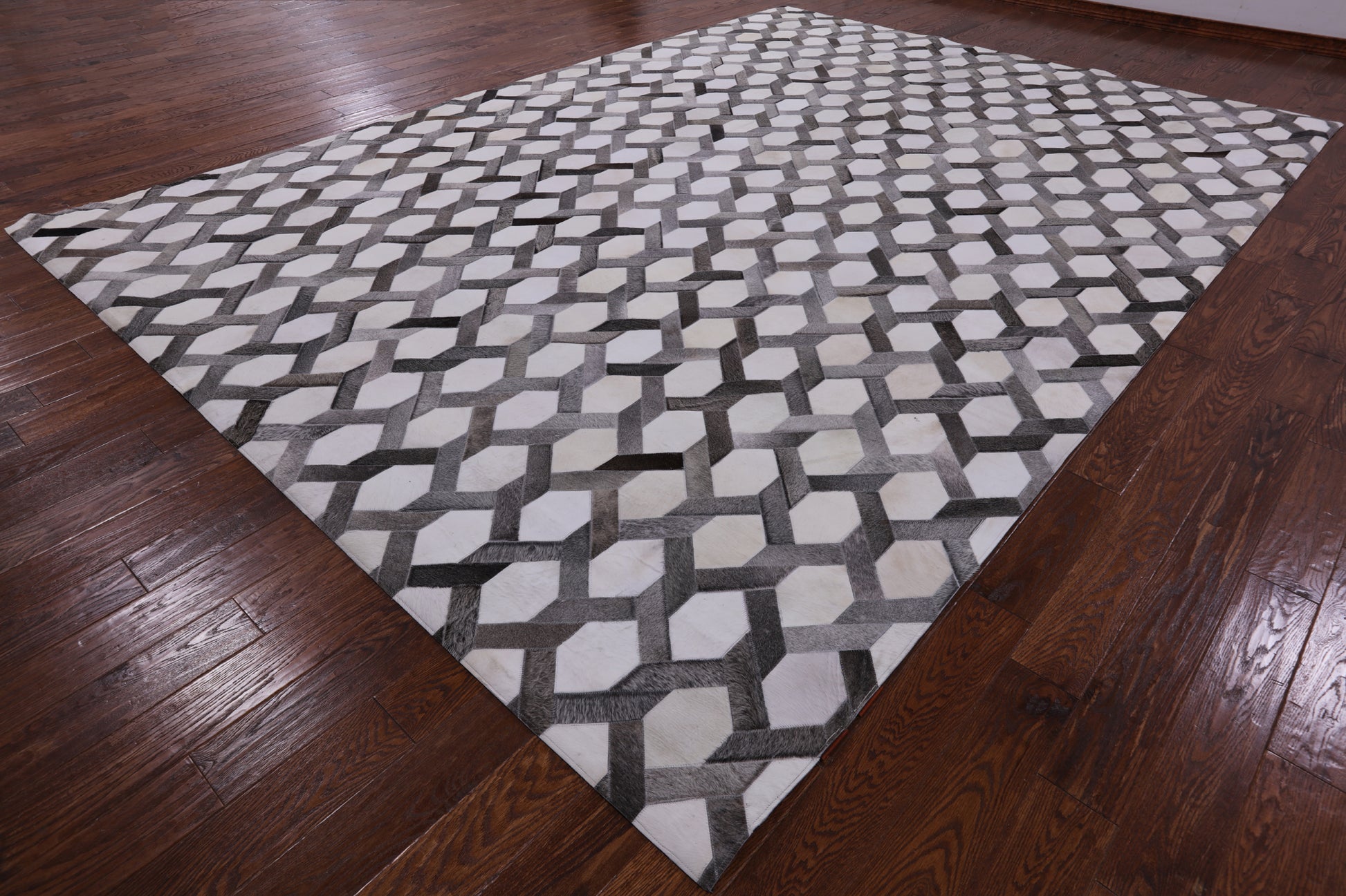 Natural Cowhide Hand Stitched Patchwork Rug - 10' 0" X 14' 0" - Golden Nile