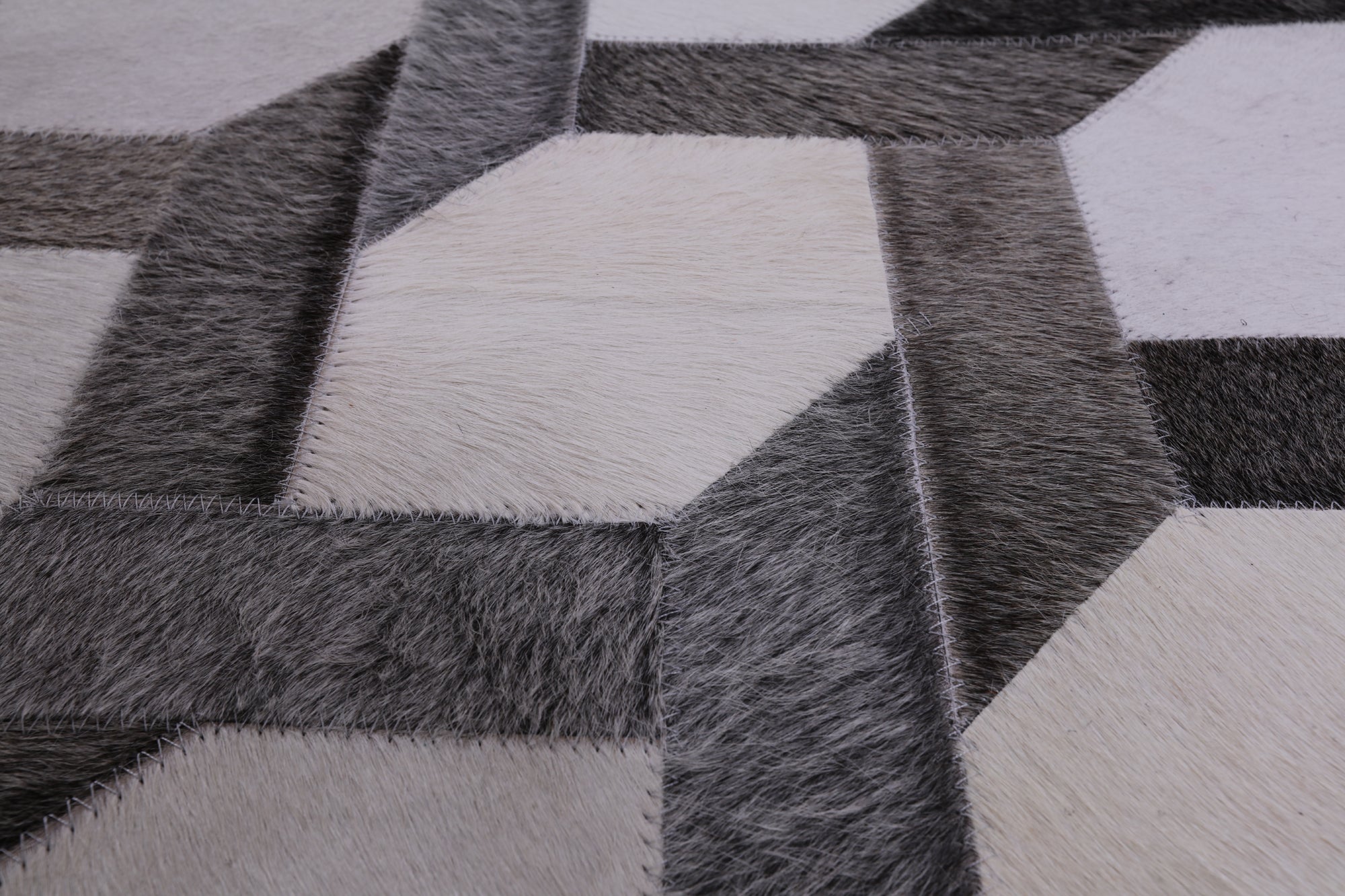 Natural Cowhide Hand Stitched Patchwork Rug - 9' 0" X 12' 0" - Golden Nile