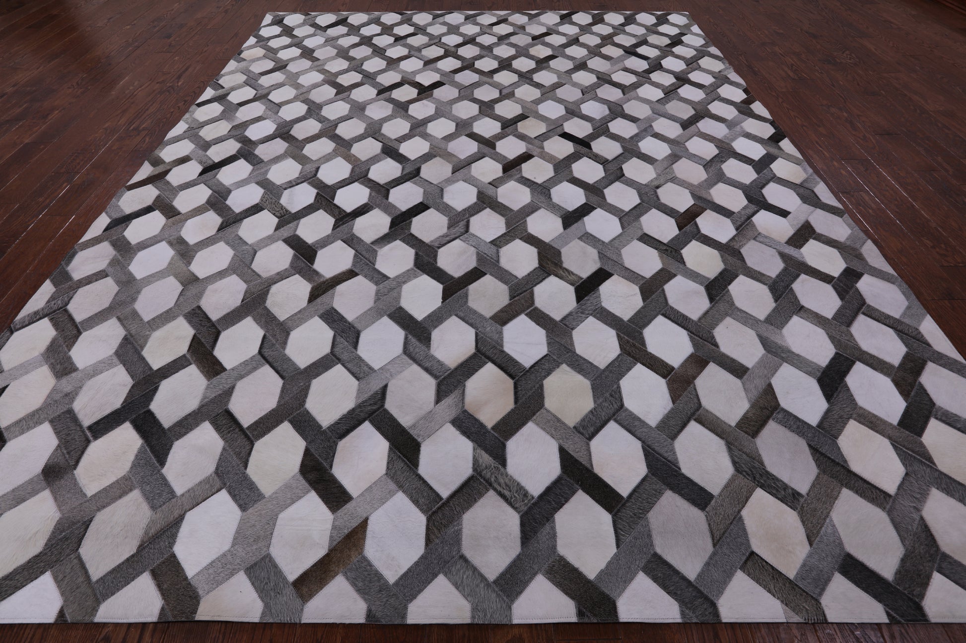 Natural Cowhide Hand Stitched Patchwork Rug - 9' 0" X 12' 0" - Golden Nile
