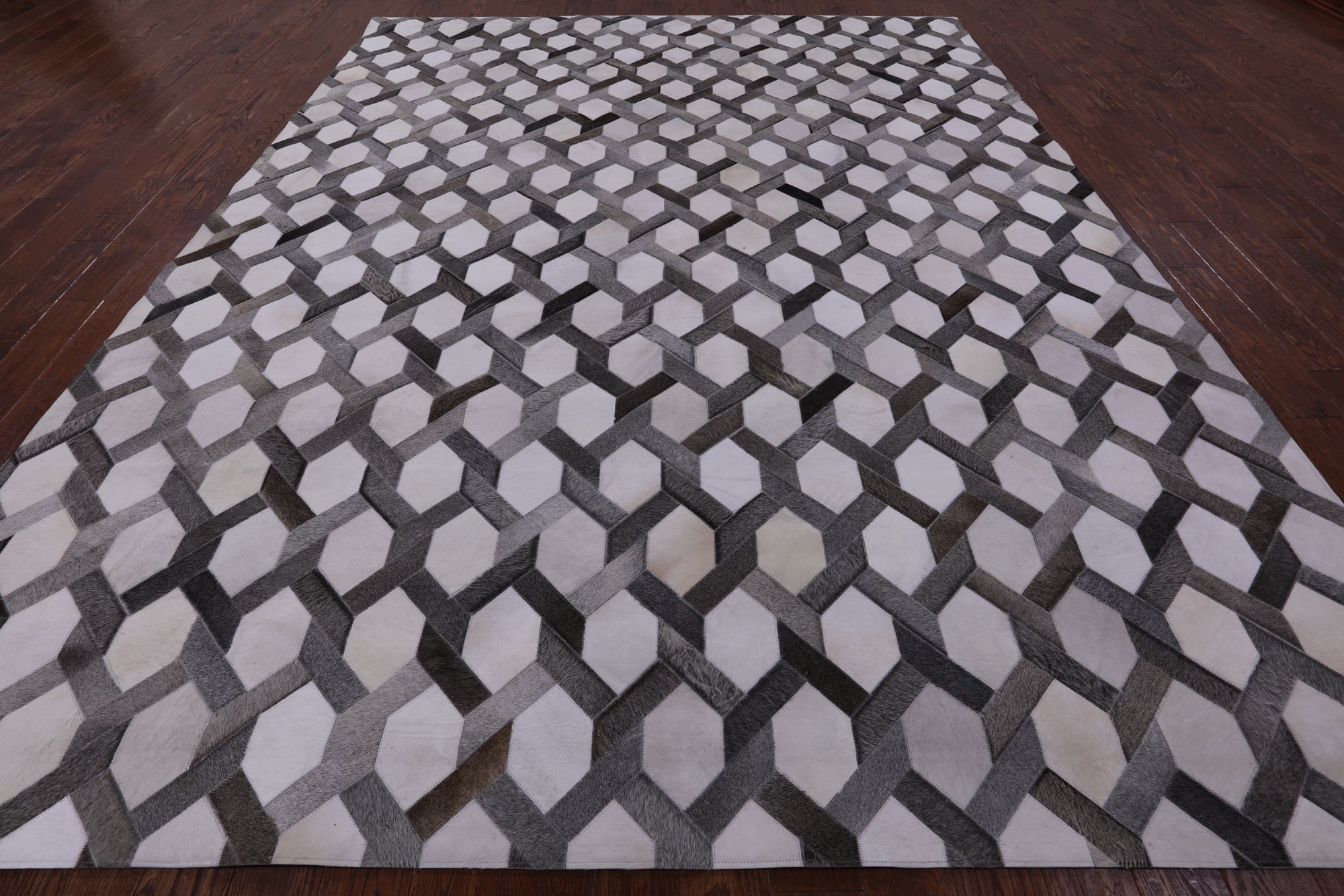 Natural Cowhide Hand Stitched Patchwork Rug - 9' 0" X 12' 0" - Golden Nile