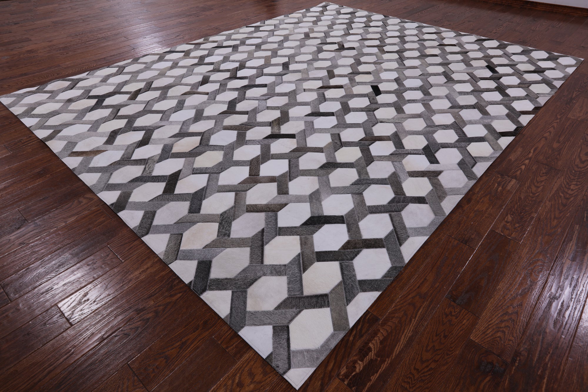 Natural Cowhide Hand Stitched Patchwork Rug - 9' 0" X 12' 0" - Golden Nile