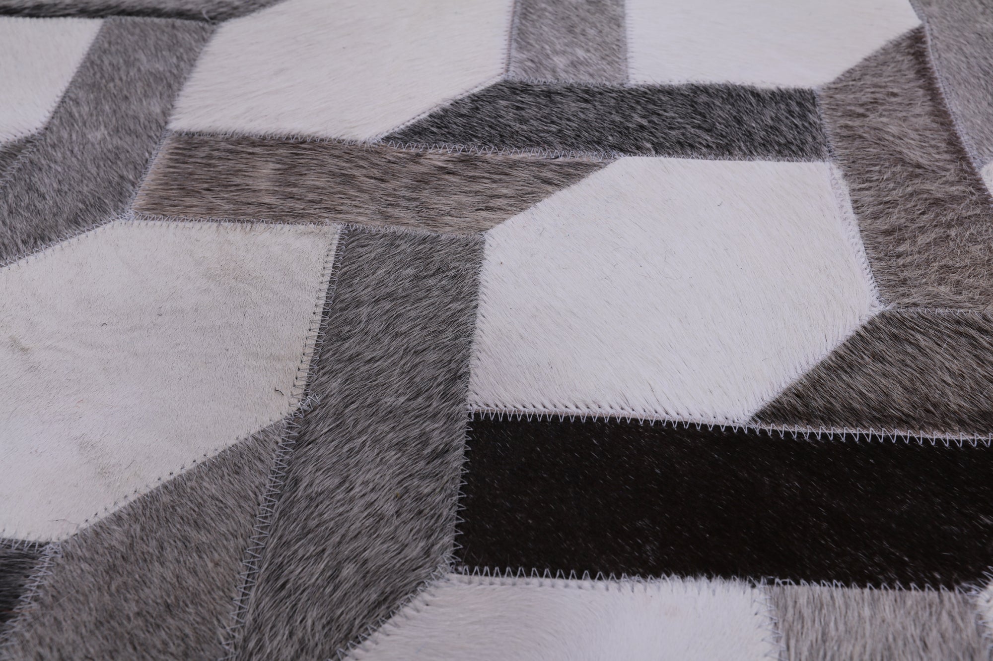 Square Natural Cowhide Hand Stitched Patchwork Rug - 9' 0" X 9' 0" - Golden Nile